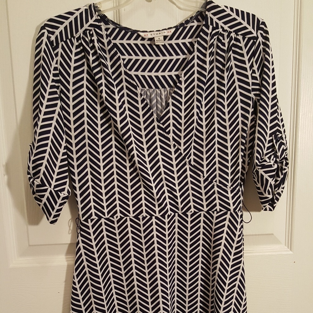 Navy/White Midi (below knee) Dress - AA Studio AA